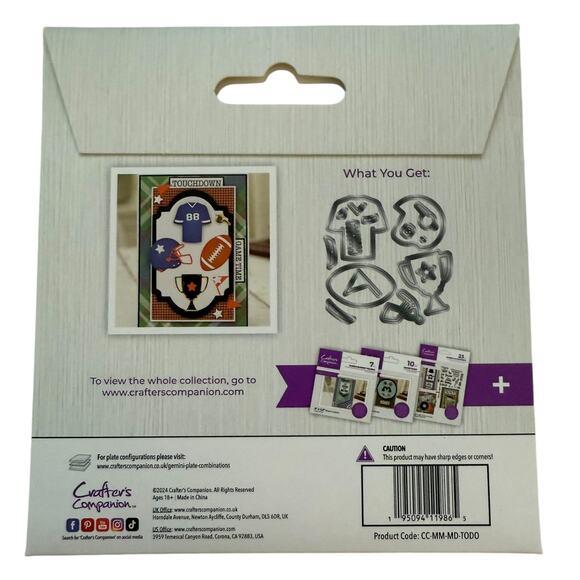 Crafters Companion Touchdown 16 Piece Paper Crafts Die Set - Picture 2 of 2